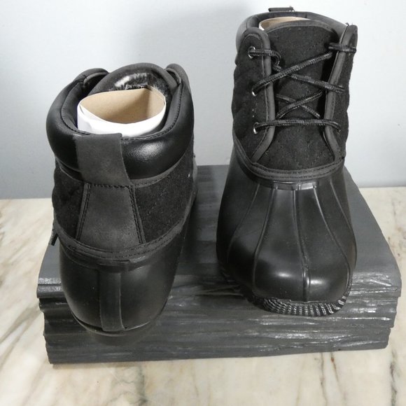 NiB Skechers Pond-Lil Puddles-Mid Quilted Lace Up Duck Boot 8 Black/Black - Picture 8 of 11
